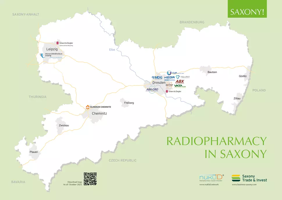 Map of Radiopharmacy Facilities in Saxony