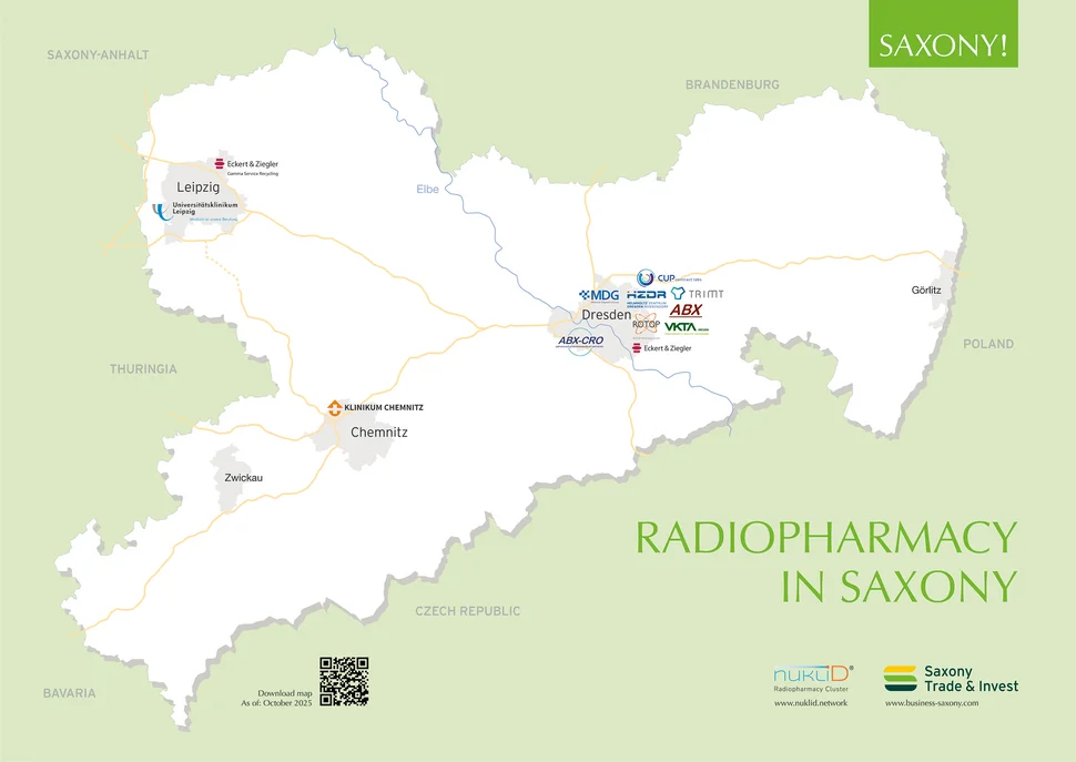Map of Radiopharmacy Facilities in Saxony