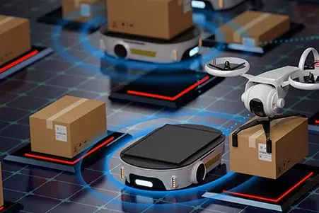 With the communication networks from Meshmerize GmbH in Dresden, industrial robots, parcel delivery drones and autonomous cars can connect with each other directly and fail-safe ("mesh networks"). (Source: Meshmerize GmbH, Dresden)