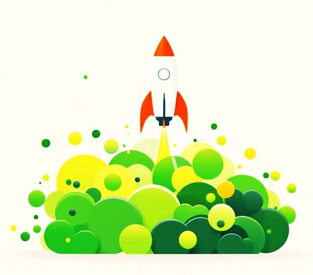 AI-generated image: The rocket launches from a SAXONY!-green cloud