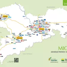 Map of Saxony with logos of selected companies in the ICT / microelectronics sector in Saxony
