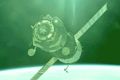 satellite in space, colored green