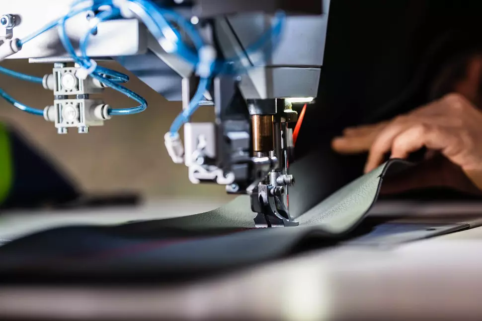 Sewing process in production at TEG