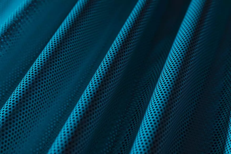 Close-up of perforated fabric (petrol blue)